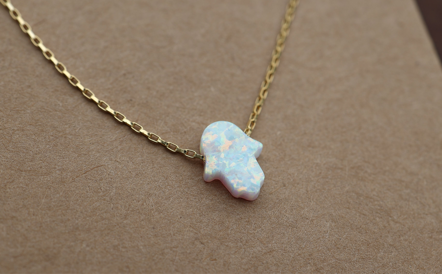 Hamsa Opal Necklace