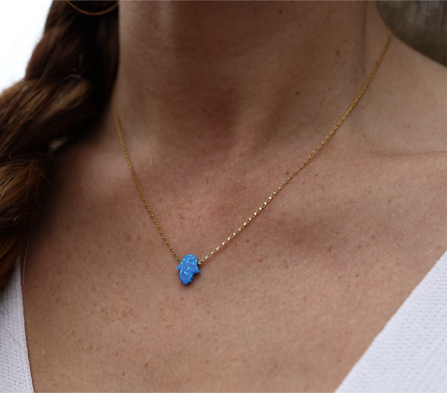 Hamsa Opal Necklace