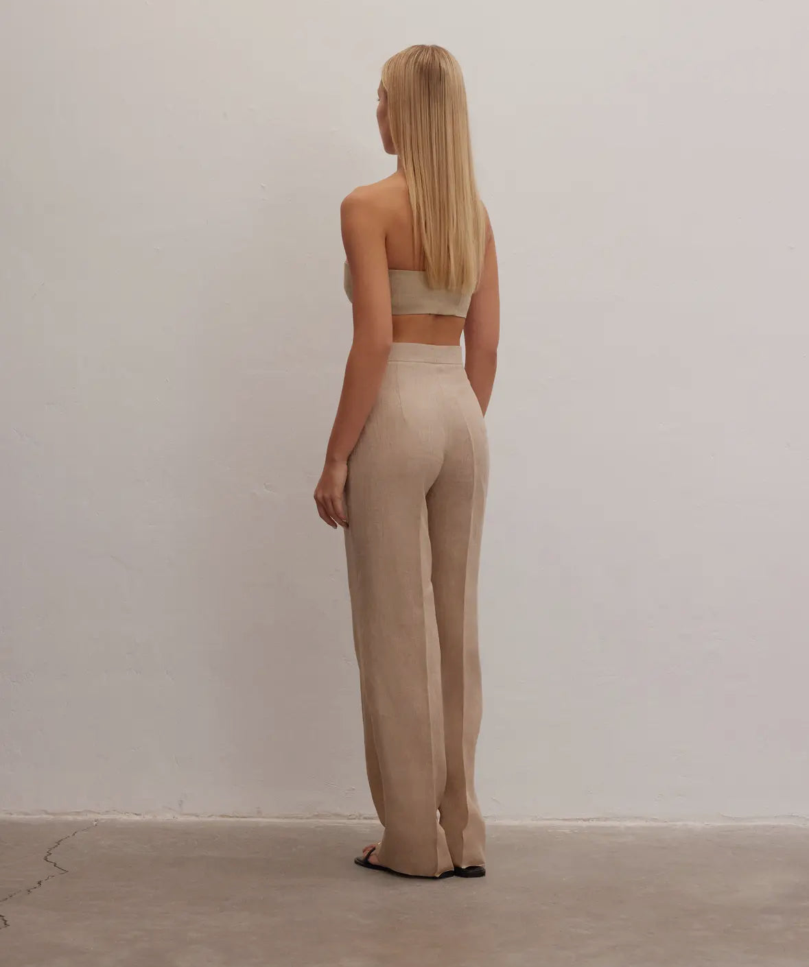 High Waisted Nude Linen trouser - 100% Linen