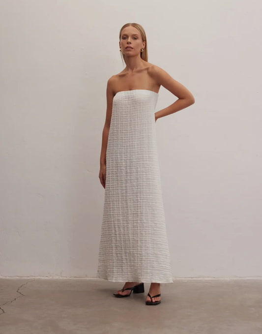 Textured strapless dress - 100% Cotton